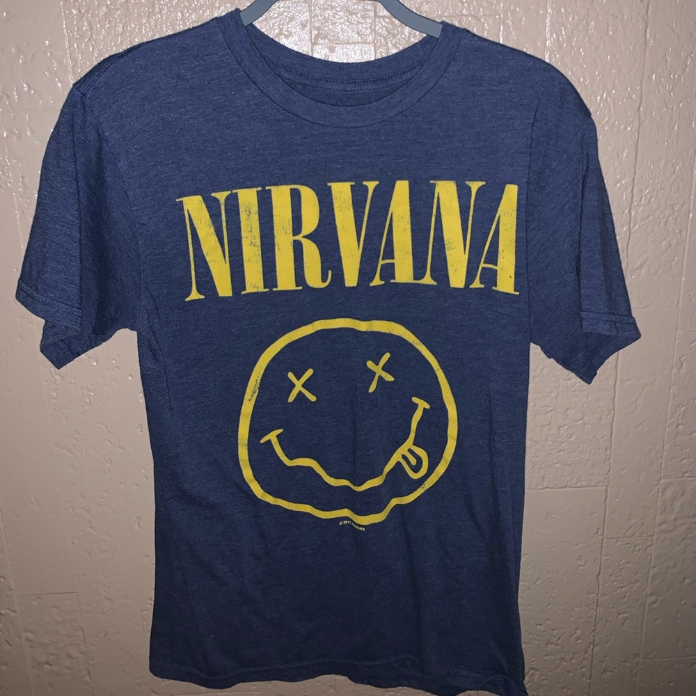 Nirvana blue and yellow short sleeve tshirt (small)
